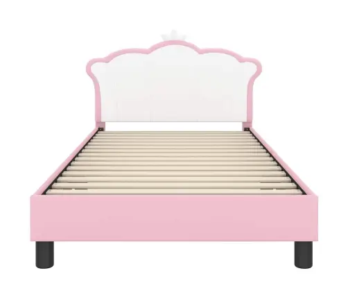 Laste Voodiraam Peatoega Peaga Roosa 90 X 190 Cm Pu