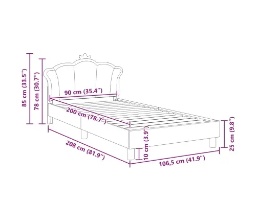 Vaikiška Lovos Konstrukcija Su Galvūgaliu Rožinė 90 X 200 Cm Pu