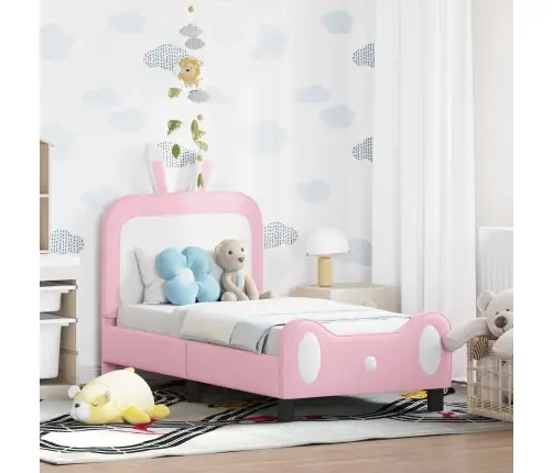 Bērnu Gultas Rāmis Ar Galvgali Rozā 70 X 140 Cm Pu Vidaxl