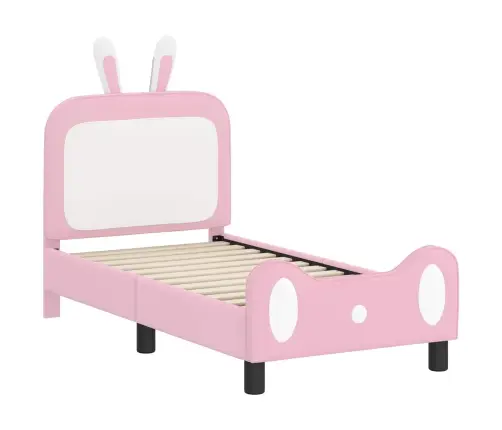 Bērnu Gultas Rāmis Ar Galvgali Rozā 70 X 140 Cm Pu Vidaxl