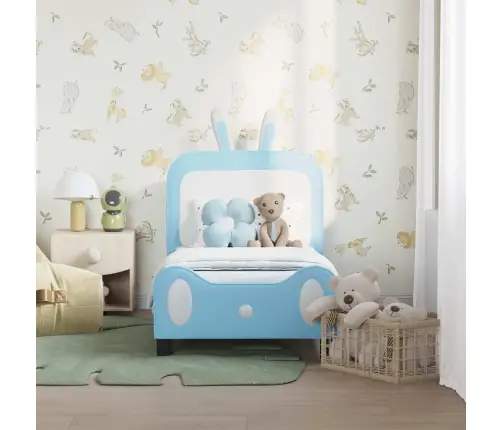 Bērnu Gultas Rāmis Ar Galvgali Zila 70 X 140 Cm Pu Vidaxl