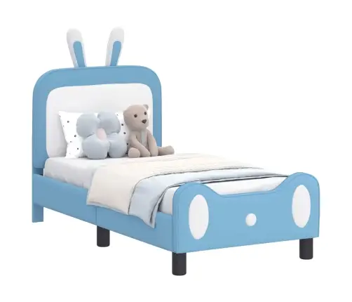 Bērnu Gultas Rāmis Ar Galvgali Zila 70 X 140 Cm Pu Vidaxl