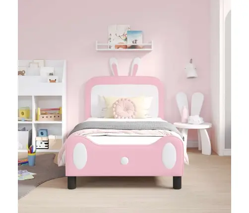Vaikiška Lovos Konstrukcija Su Galvūgaliu Rožinė 80 X 160 Cm Pu