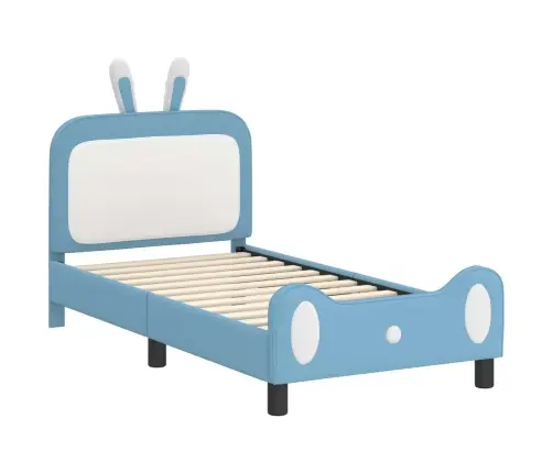 Bērnu Gultas Rāmis Ar Galvgali Zila 80 X 160 Cm Pu Vidaxl