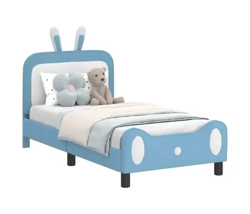 Bērnu Gultas Rāmis Ar Galvgali Zila 80 X 160 Cm Pu Vidaxl