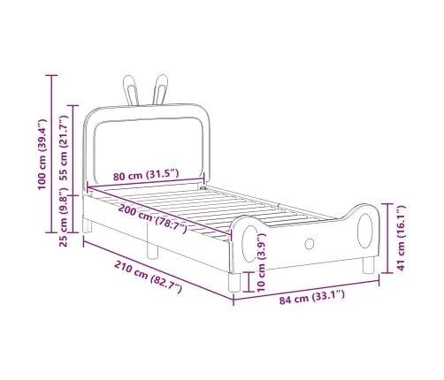 Bērnu Gultas Rāmis Ar Galvgali Rozā 80 X 200 Cm Pu Vidaxl