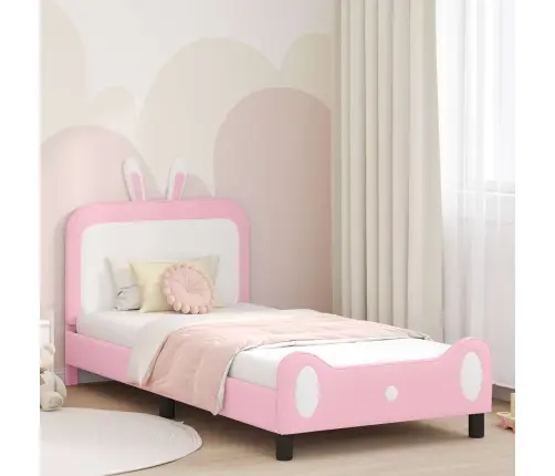 Bērnu Gultas Rāmis Ar Galvgali Rozā 90 X 190 Cm Pu Vidaxl