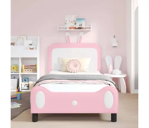 Bērnu Gultas Rāmis Ar Galvgali Rozā 90 X 190 Cm Pu Vidaxl