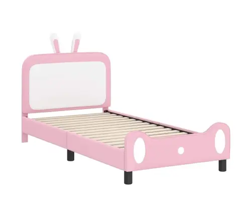 Bērnu Gultas Rāmis Ar Galvgali Rozā 90 X 190 Cm Pu Vidaxl
