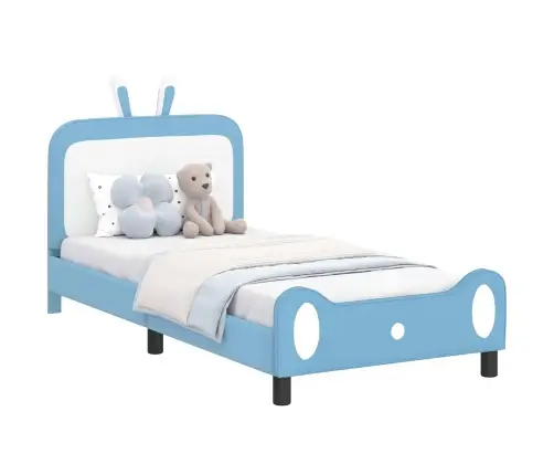 Bērnu Gultas Rāmis Ar Galvgali Zila 90 X 190 Cm Pu Vidaxl