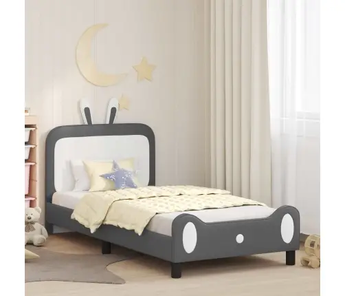 Laste Voodiraam Peatoega Peaga Helehall 90 X 190 Cm Pu