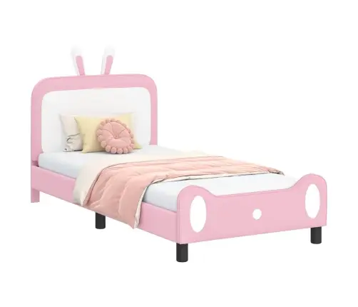 Bērnu Gultas Rāmis Ar Galvgali Rozā 90 X 200 Cm Pu Vidaxl