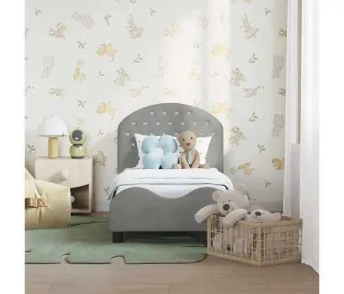 Vaikiška Lovo Rėmas Su Galvūgaliu Šviesiai Pilka 70 X 140 Cm