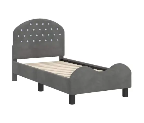 Bērnu Gultas Rāmis Ar Galvgali Tumši Pelēks 70 X 140 Cm Samts Vidaxl