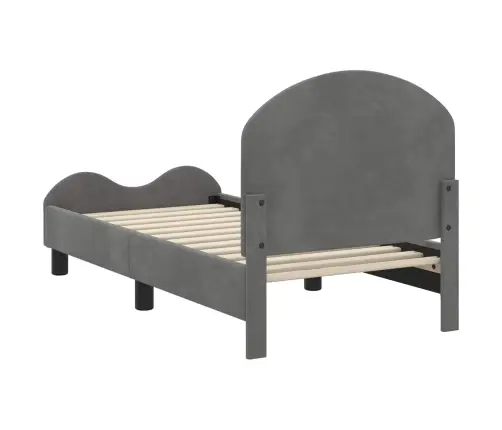 Bērnu Gultas Rāmis Ar Galvgali Tumši Pelēks 70 X 140 Cm Samts Vidaxl