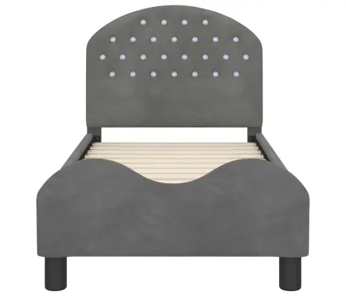 Bērnu Gultas Rāmis Ar Galvgali Tumši Pelēks 70 X 140 Cm Samts Vidaxl