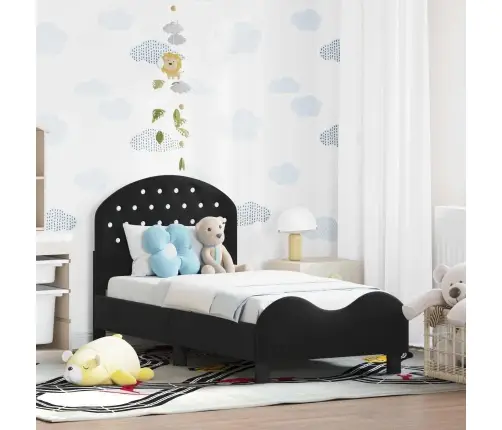 Kuni 3-Aastase Voodi Raam Koos Peatoega Must 70 X 140 Cm Samet