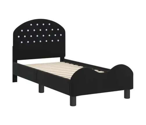 Kuni 3-Aastase Voodi Raam Koos Peatoega Must 70 X 140 Cm Samet