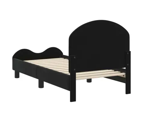 Kuni 3-Aastase Voodi Raam Koos Peatoega Must 70 X 140 Cm Samet