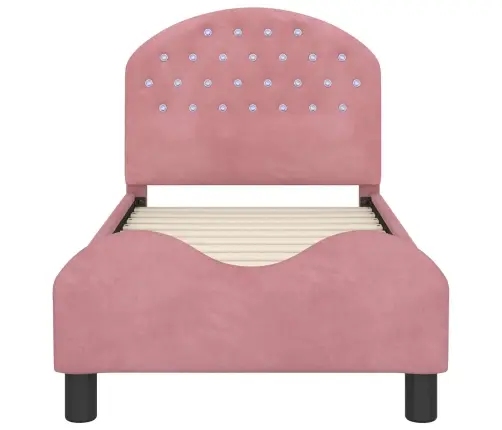 Bērnu Gultas Rāmis Ar Galvgali Rozā 70 X 140 Cm Samts Vidaxl