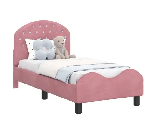 Bērnu Gultas Rāmis Ar Galvgali Rozā 70 X 140 Cm Samts Vidaxl