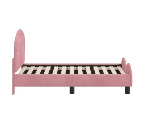Bērnu Gultas Rāmis Ar Galvgali Rozā 70 X 140 Cm Samts Vidaxl