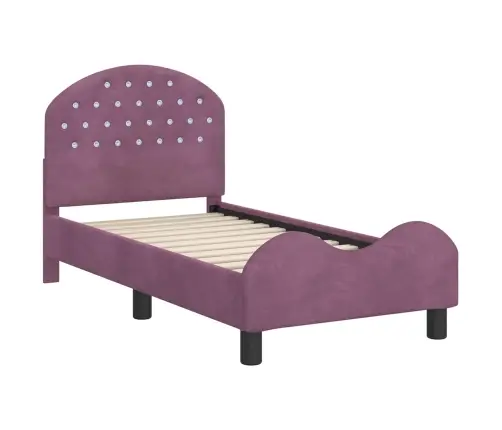 Bērnu Gultas Rāmis Ar Galvgali Violeta 70 X 140 Cm Samts Vidaxl