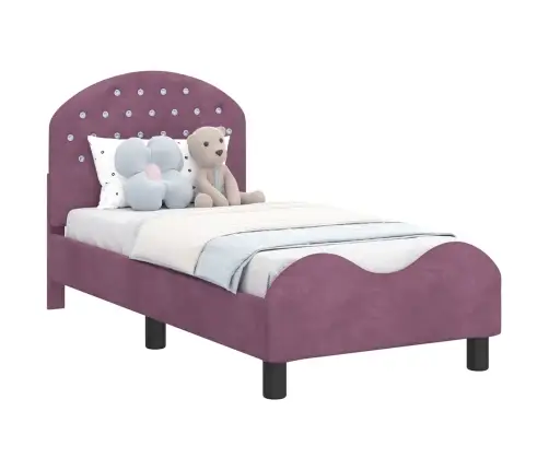 Bērnu Gultas Rāmis Ar Galvgali Violeta 70 X 140 Cm Samts Vidaxl
