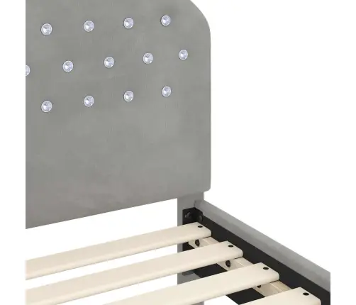 Laste Voodiraam Peatoega Peaga Helehall 80 X 160 Cm Samet