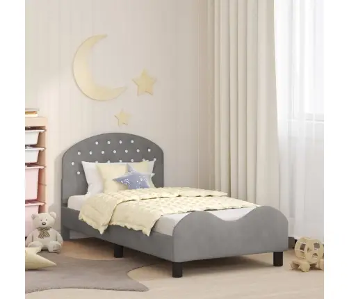 Laste Voodiraam Peatoega Peaga Helehall 80 X 160 Cm Samet