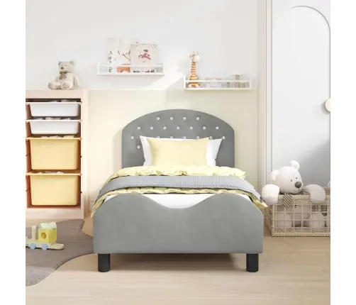 Laste Voodiraam Peatoega Peaga Helehall 80 X 160 Cm Samet