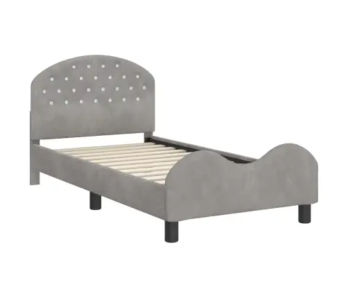 Laste Voodiraam Peatoega Peaga Helehall 80 X 160 Cm Samet