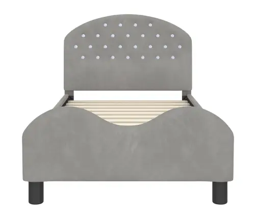 Laste Voodiraam Peatoega Peaga Helehall 80 X 160 Cm Samet