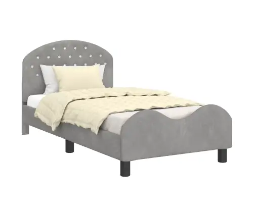 Laste Voodiraam Peatoega Peaga Helehall 80 X 160 Cm Samet