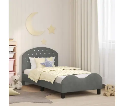 Laste Voodiraam Peatoega Peaga Tumehall 80 X 160 Cm Samet