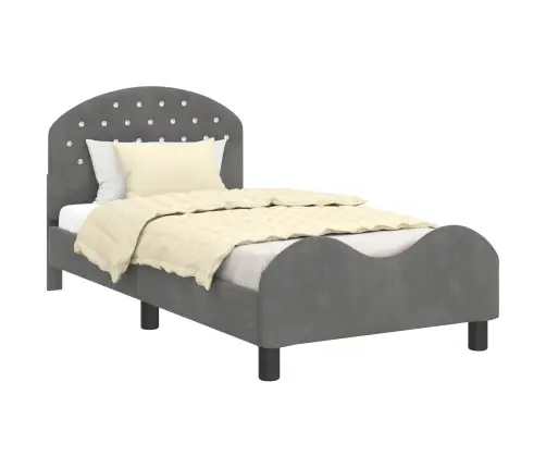 Laste Voodiraam Peatoega Peaga Tumehall 80 X 160 Cm Samet