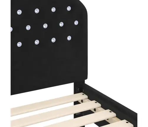 Laste Voodiraam Peatoega Peaga Must 80 X 160 Cm Samet