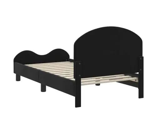 Laste Voodiraam Peatoega Peaga Must 80 X 160 Cm Samet