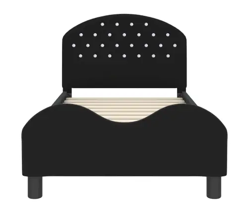 Laste Voodiraam Peatoega Peaga Must 80 X 160 Cm Samet