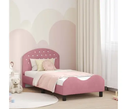 Bērnu Gultas Rāmis Ar Galvgali Rozā 80 X 160 Cm Samts Vidaxl