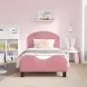 Bērnu Gultas Rāmis Ar Galvgali Rozā 80 X 160 Cm Samts Vidaxl