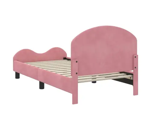 Bērnu Gultas Rāmis Ar Galvgali Rozā 80 X 160 Cm Samts Vidaxl