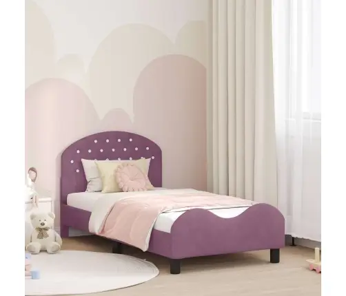 Vaikiška Lovos Konstrukcija Su Galvūgaliu Violetinė 80 X 160 Cm