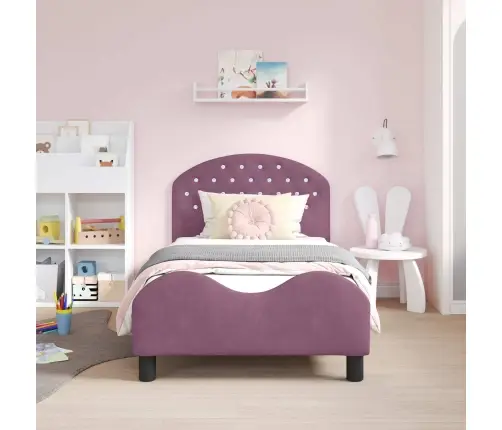 Vaikiška Lovos Konstrukcija Su Galvūgaliu Violetinė 80 X 160 Cm