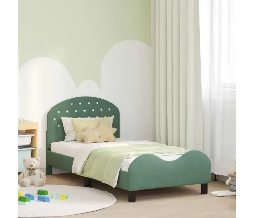 Vaikiška Lovos Konstrukcija Su Galvūgaliu Jūrinė Žalia Aksomas