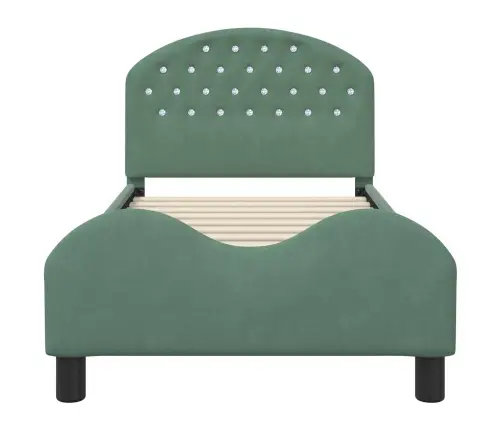 Vaikiška Lovos Konstrukcija Su Galvūgaliu Jūrinė Žalia Aksomas