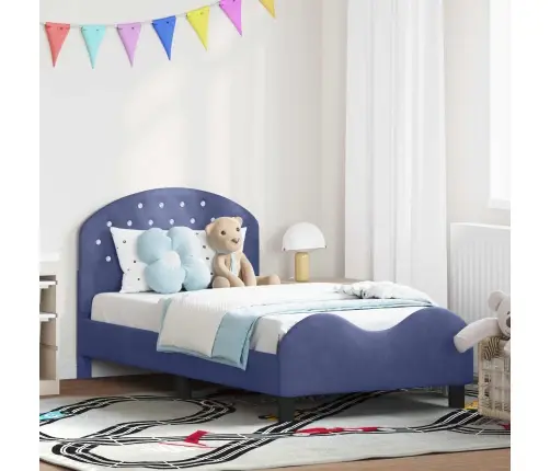 Bērnu Gultas Rāmis Ar Galvgali Policijas Zila 80 X 160 Cm Samts Vidaxl