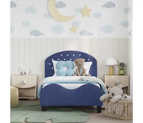 Bērnu Gultas Rāmis Ar Galvgali Policijas Zila 80 X 160 Cm Samts Vidaxl