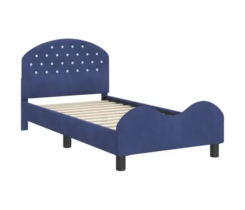 Bērnu Gultas Rāmis Ar Galvgali Policijas Zila 80 X 160 Cm Samts Vidaxl