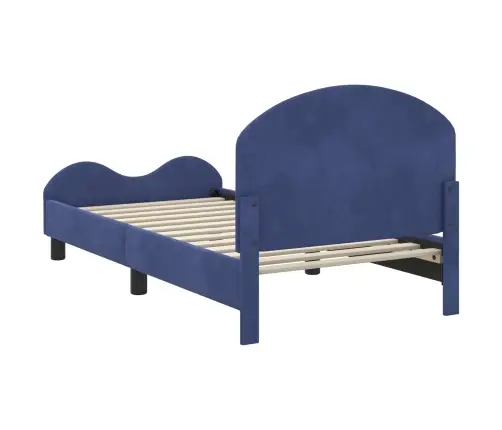 Bērnu Gultas Rāmis Ar Galvgali Policijas Zila 80 X 160 Cm Samts Vidaxl